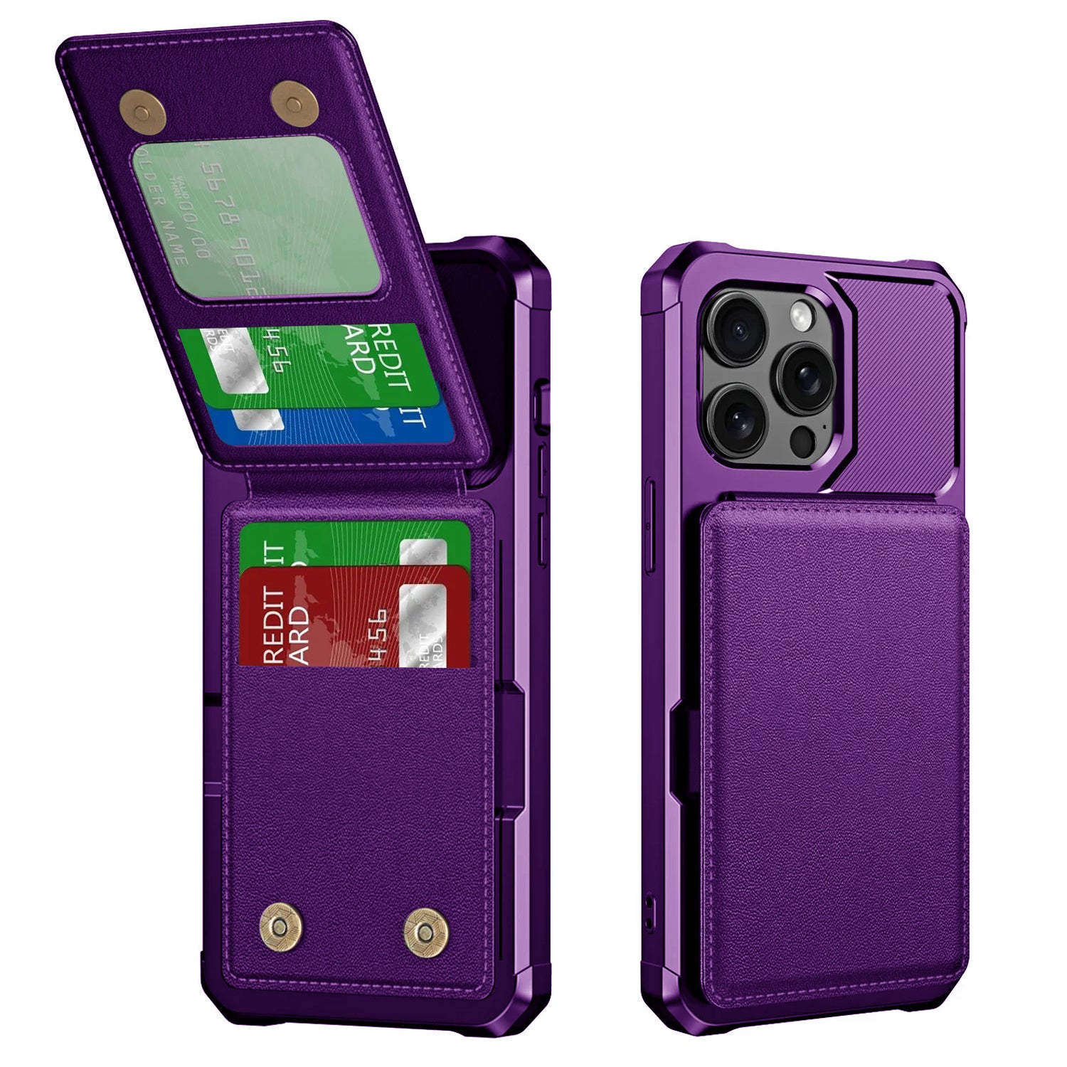 Premium Vertical Card Slot Wallet iPhone Case – Anti-Fall Stand Bracket, Stylish & Durable Protection | Case for iPhone