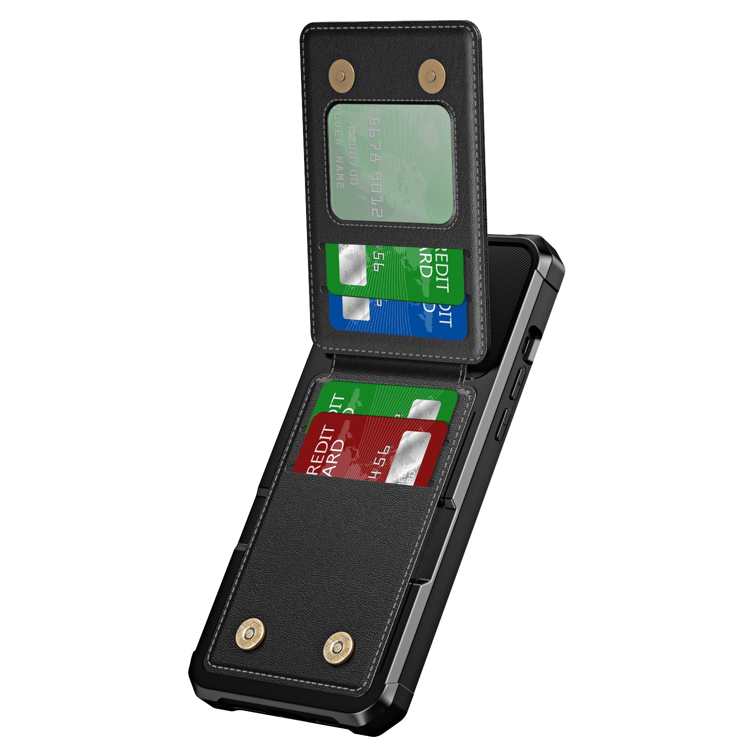 Premium Vertical Card Slot Wallet iPhone Case – Anti-Fall Stand Bracket, Stylish & Durable Protection | Case for iPhone