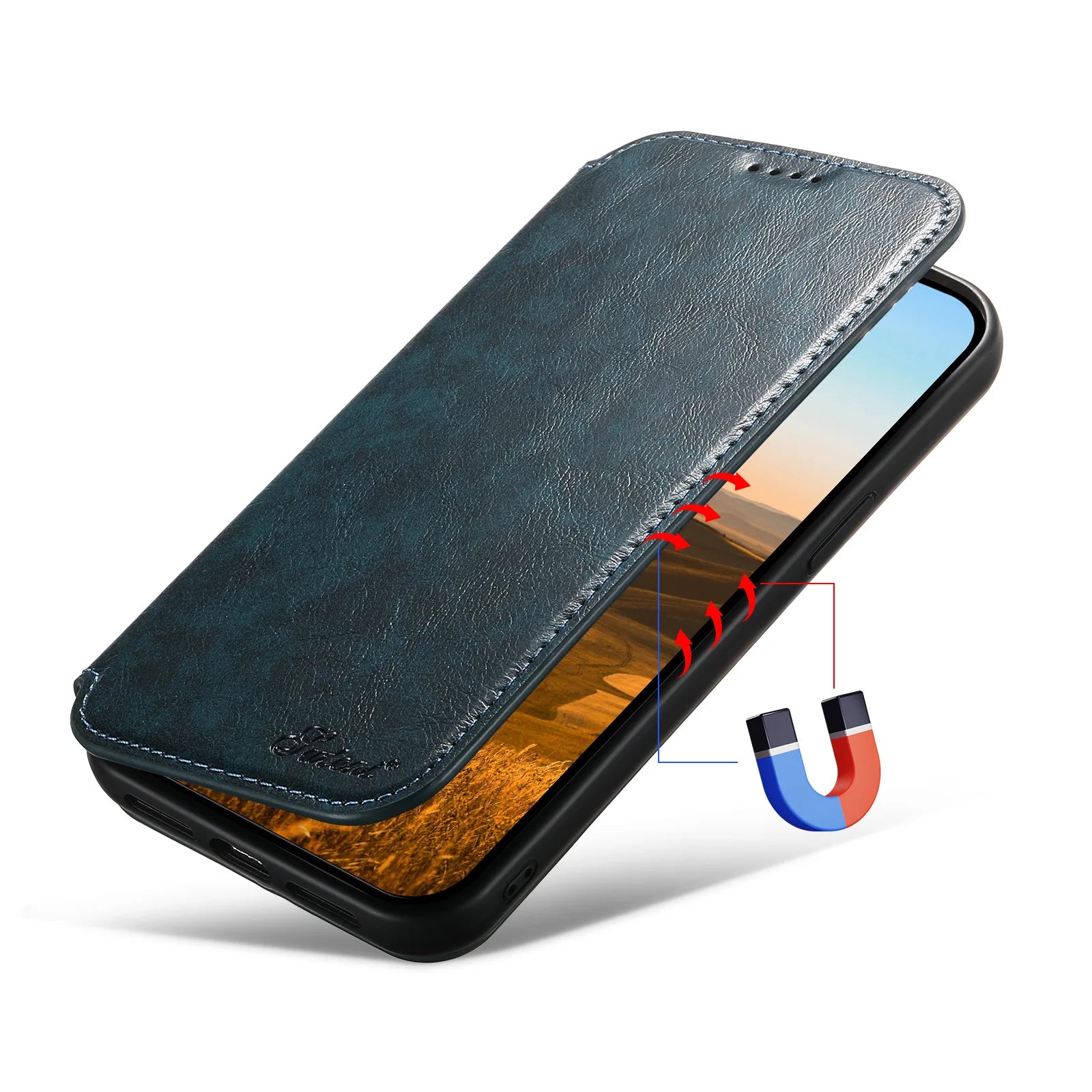 Luxury Leather Magnetic Flip iPhone Case – MagSafe Wallet Card Holder, Wireless Charging Compatible, Shockproof Protection, Elegant Design for iPhone Models