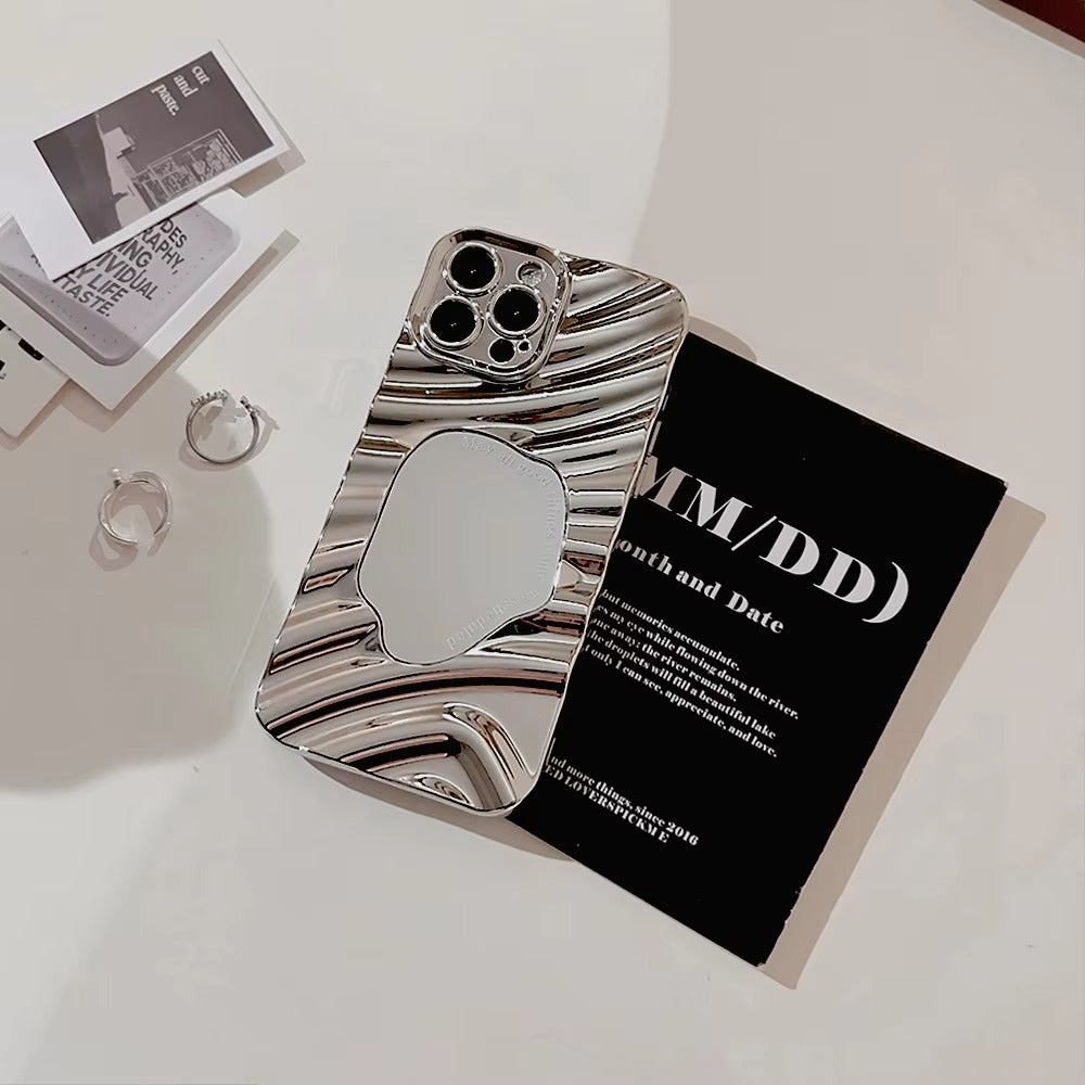 Luxury Apple iPhone Case, MagSafe Compatible, Camera Lens and Screen Protection, Ultra Thin, Shockproof, Magnetic, Full All Around Protection, Wavy Mirror Bumper Cover