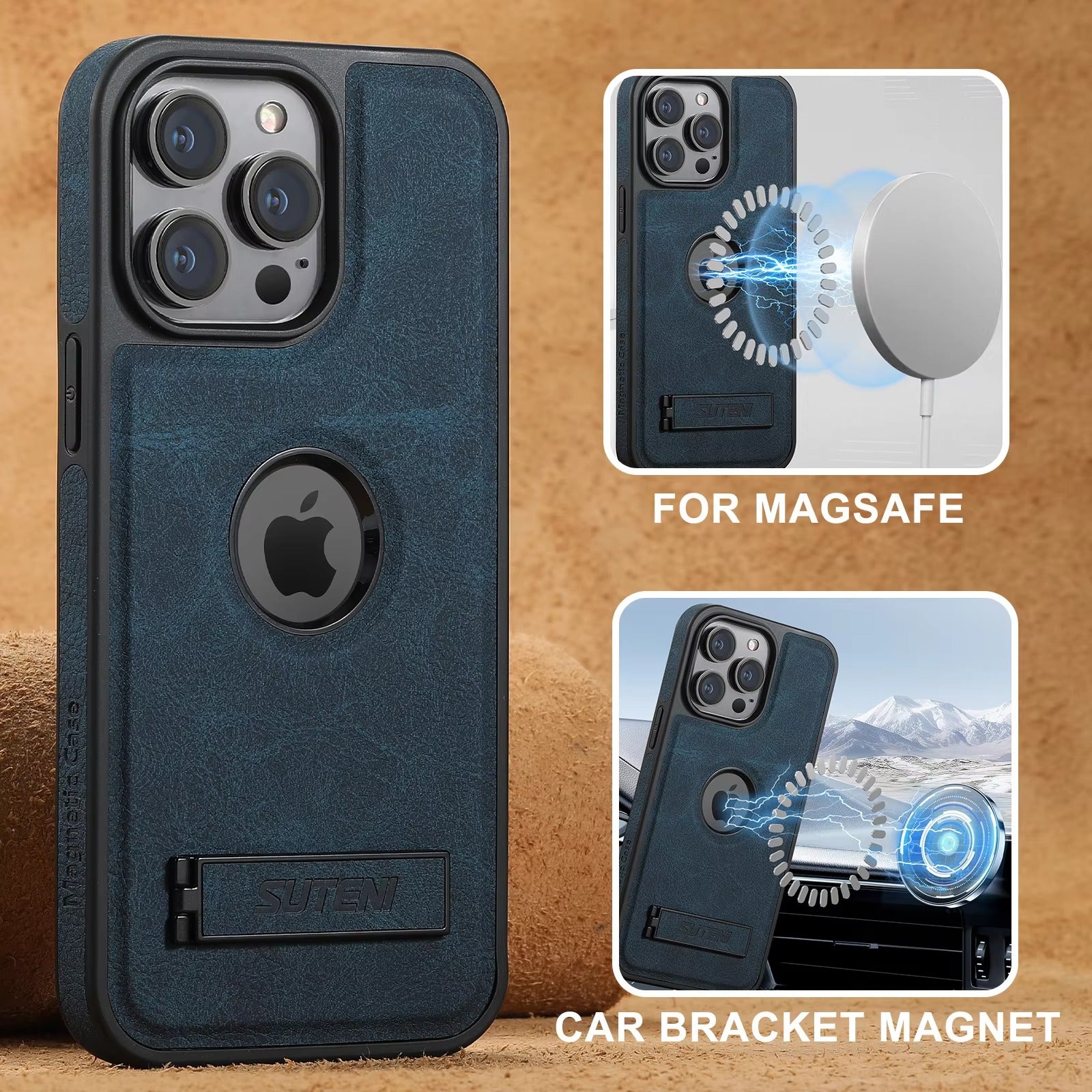 Luxury Apple iPhone Case MagSafe Compatible, Camera Lens Protection, Screen Protection Leather Design, Case for iPhone