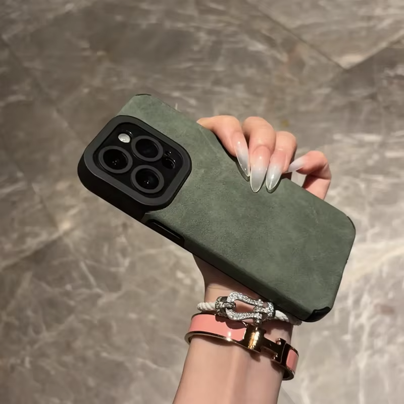 Premium Matte Leather Silicone iPhone Case – Lens Protection, Bumper Design, Stylish & Durable Cover | Case for iPhone