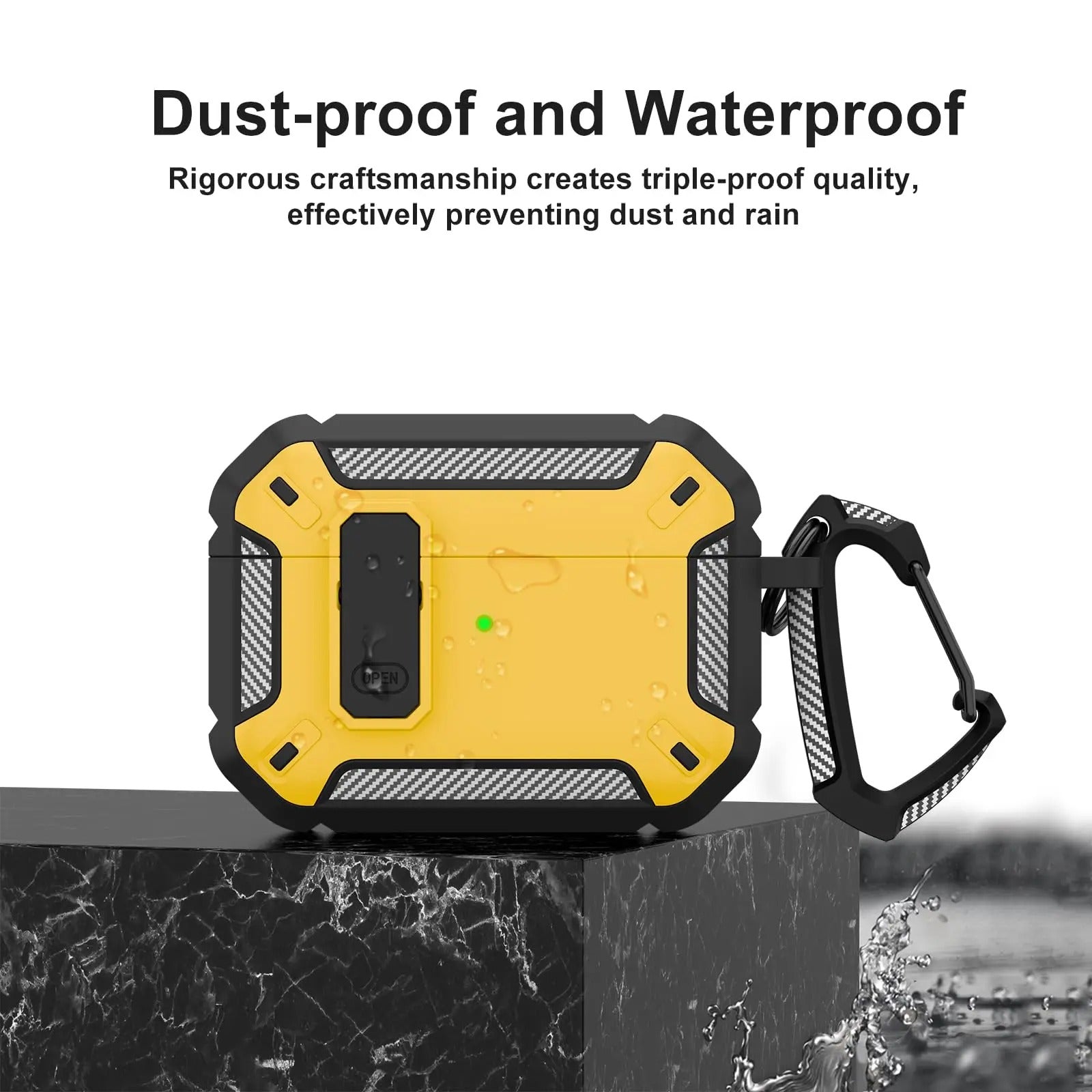 Premium Carbon Fiber AirPods Case Cover – Shockproof TPU Hard Shell with Secure Lock, Keychain, Wireless Charging Compatible for AirPods Pro 2, 3, 2, 1 & 4