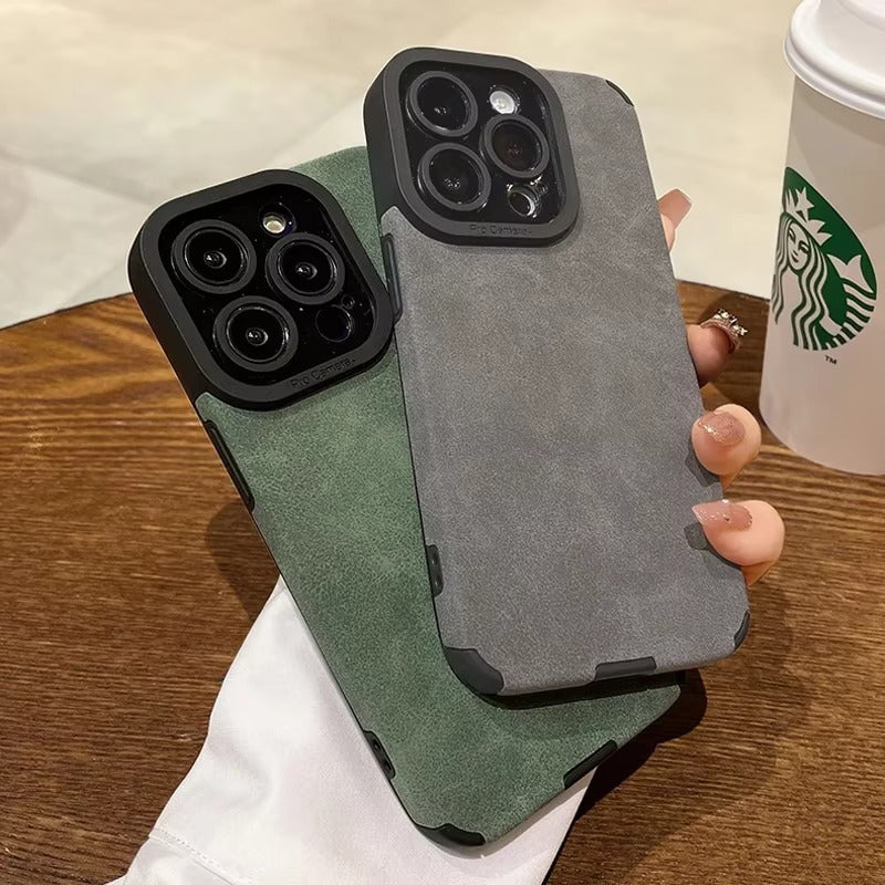 Premium Matte Leather Silicone iPhone Case – Lens Protection, Bumper Design, Stylish & Durable Cover | Case for iPhone