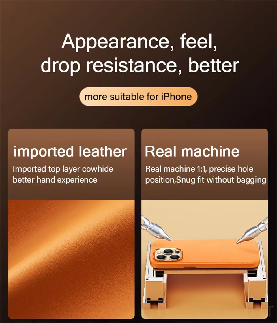 Premium Genuine Leather iPhone Case – 360° Full Protection, Luxury Armor Shell, Stylish & Durable Back Cover Case for iPhone