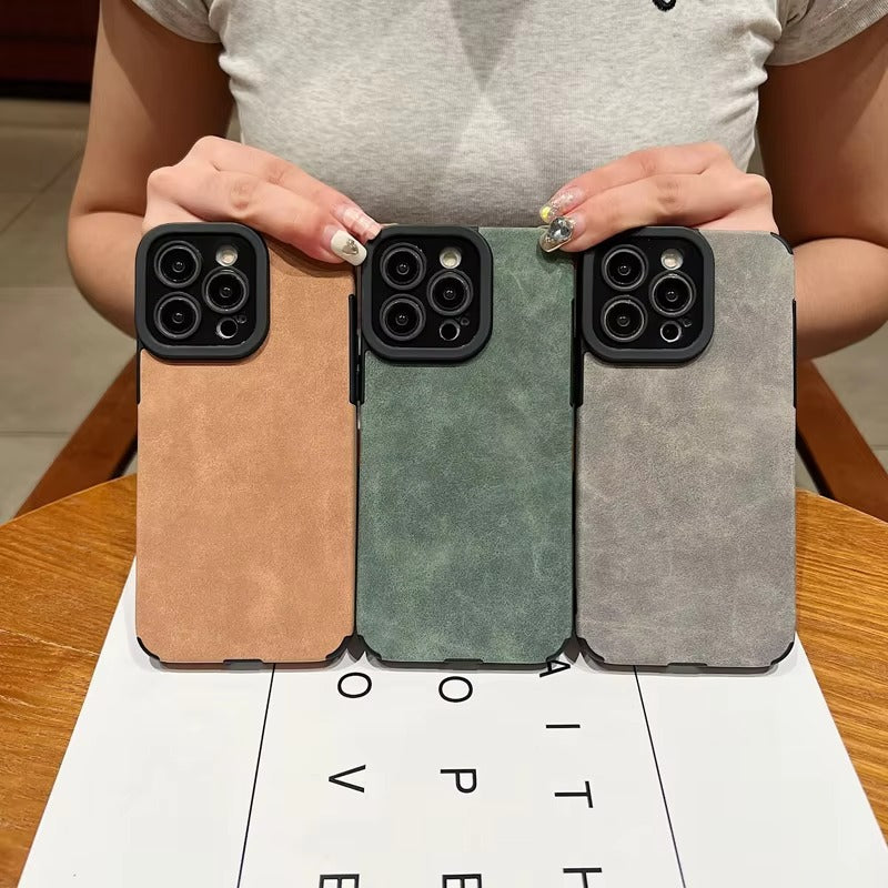 Premium Matte Leather Silicone iPhone Case – Lens Protection, Bumper Design, Stylish & Durable Cover | Case for iPhone