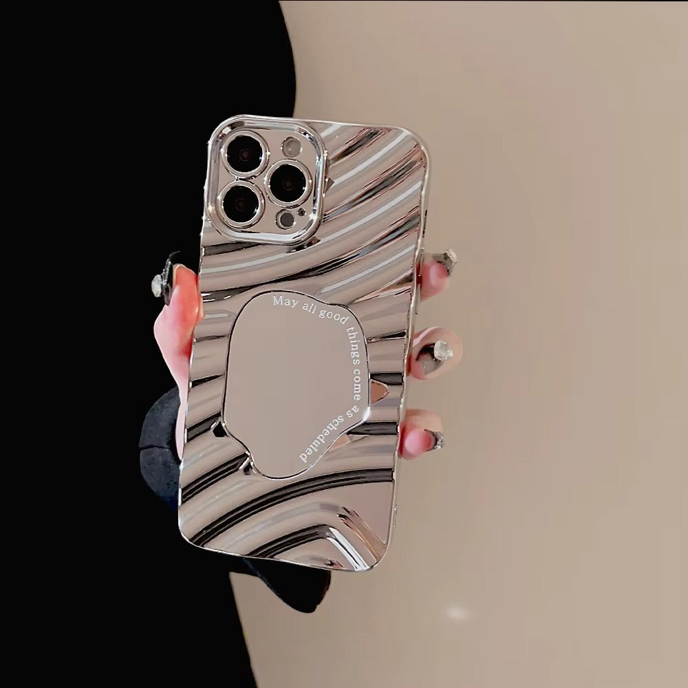 Luxury Apple iPhone Case, MagSafe Compatible, Camera Lens and Screen Protection, Ultra Thin, Shockproof, Magnetic, Full All Around Protection, Wavy Mirror Bumper Cover