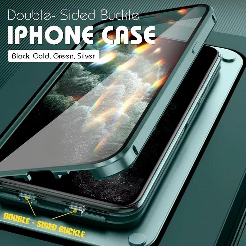 Luxury 360° Full Protection Magnetic iPhone Case – Metal Frame, Double-Sided Glass, Shockproof Bumper Cover | Case for iPhone