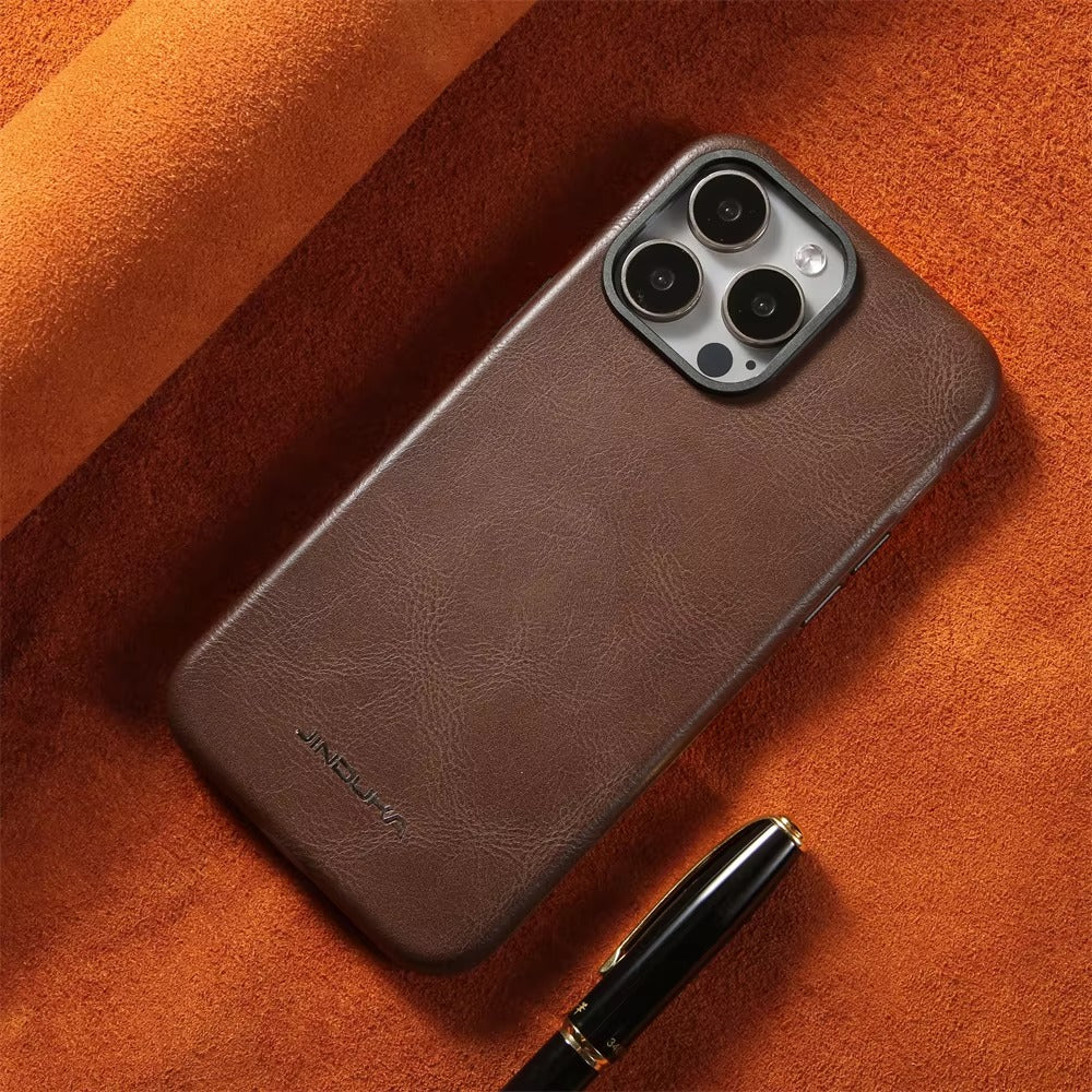 Luxury Crazy Horse Leather MagSafe iPhone Case – Magnetic Wireless Charging, Durable & Stylish Protection | Case for iPhone