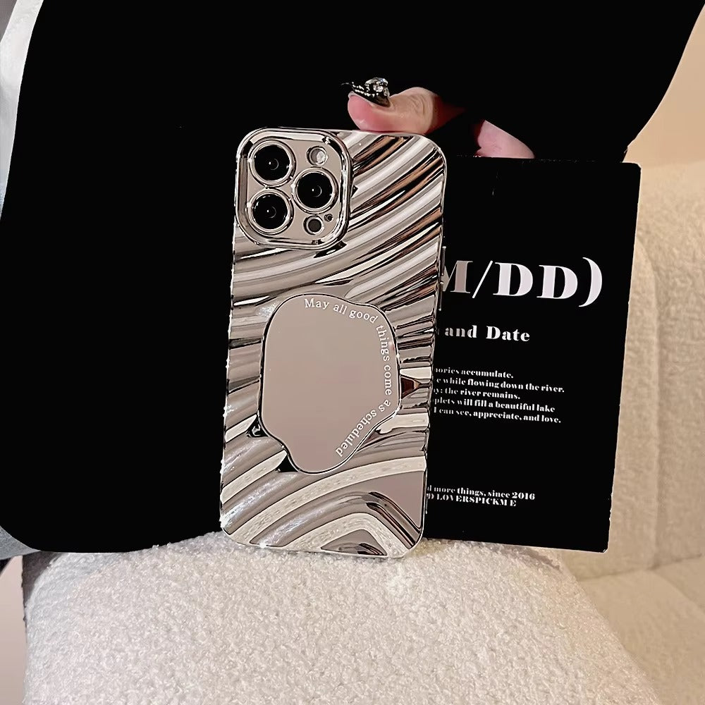 Luxury Apple iPhone Case, MagSafe Compatible, Camera Lens and Screen Protection, Ultra Thin, Shockproof, Magnetic, Full All Around Protection, Wavy Mirror Bumper Cover