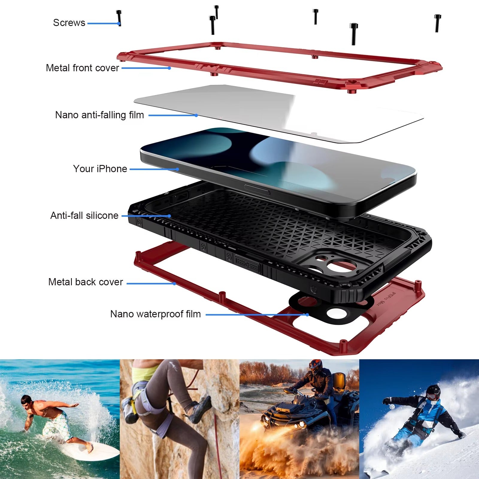 Robust Apple iPhone Case MagSafe Compatible, Camera Lens & Screen Protection, Cover with IP68 Waterproof Armor Design