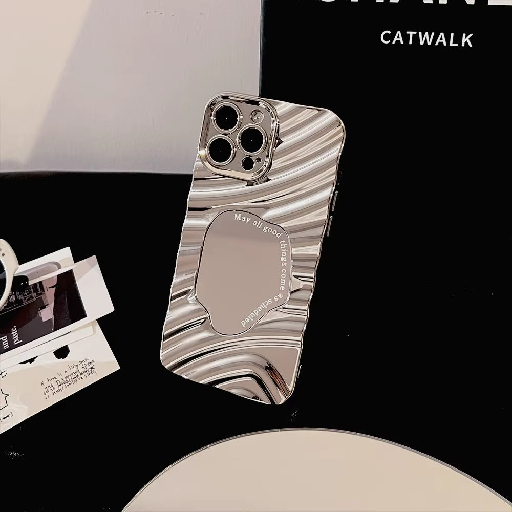 Luxury Apple iPhone Case, MagSafe Compatible, Camera Lens and Screen Protection, Ultra Thin, Shockproof, Magnetic, Full All Around Protection, Wavy Mirror Bumper Cover