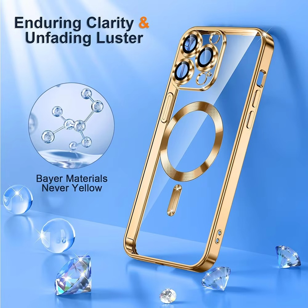 Luxury Desert Gold MagSafe iPhone Case - Magnetic Wireless Charging, Electroplated Bumper, Durable Cover | Case for iPhone