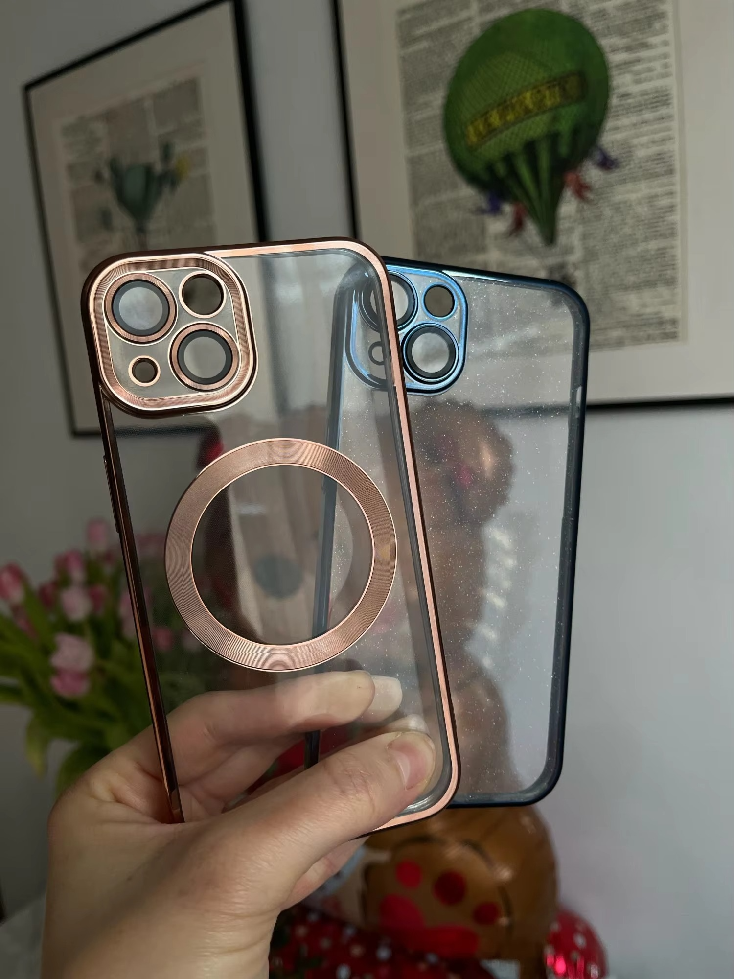 Luxury Electroplated MagSafe iPhone Case - Soft Clear Silicone TPU Cover, Wireless Charging Compatible, Case for iPhone