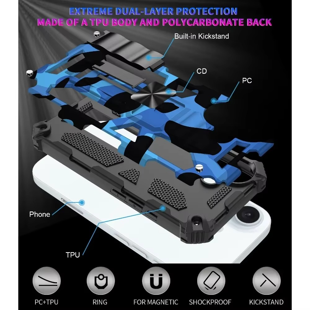 Robust Apple iPhone Case, MagSafe Compatible, Camera Lens and Screen Protection, Ultra Thin, Shockproof, Magnetic, Full All Around Protection, Camouflage Armor Cover