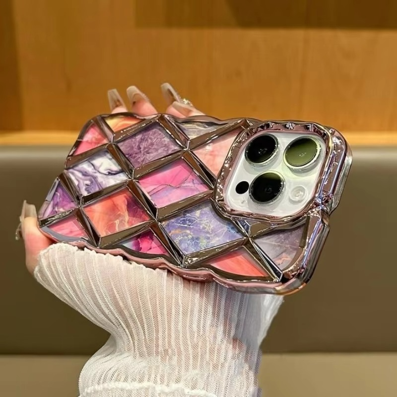 Luxury Apple iPhone Case, MagSafe Compatible, Camera Lens and Screen Protection, Ultra Thin, Shockproof, Magnetic, Full All Around Protection, Diamond Grid Soft Cover