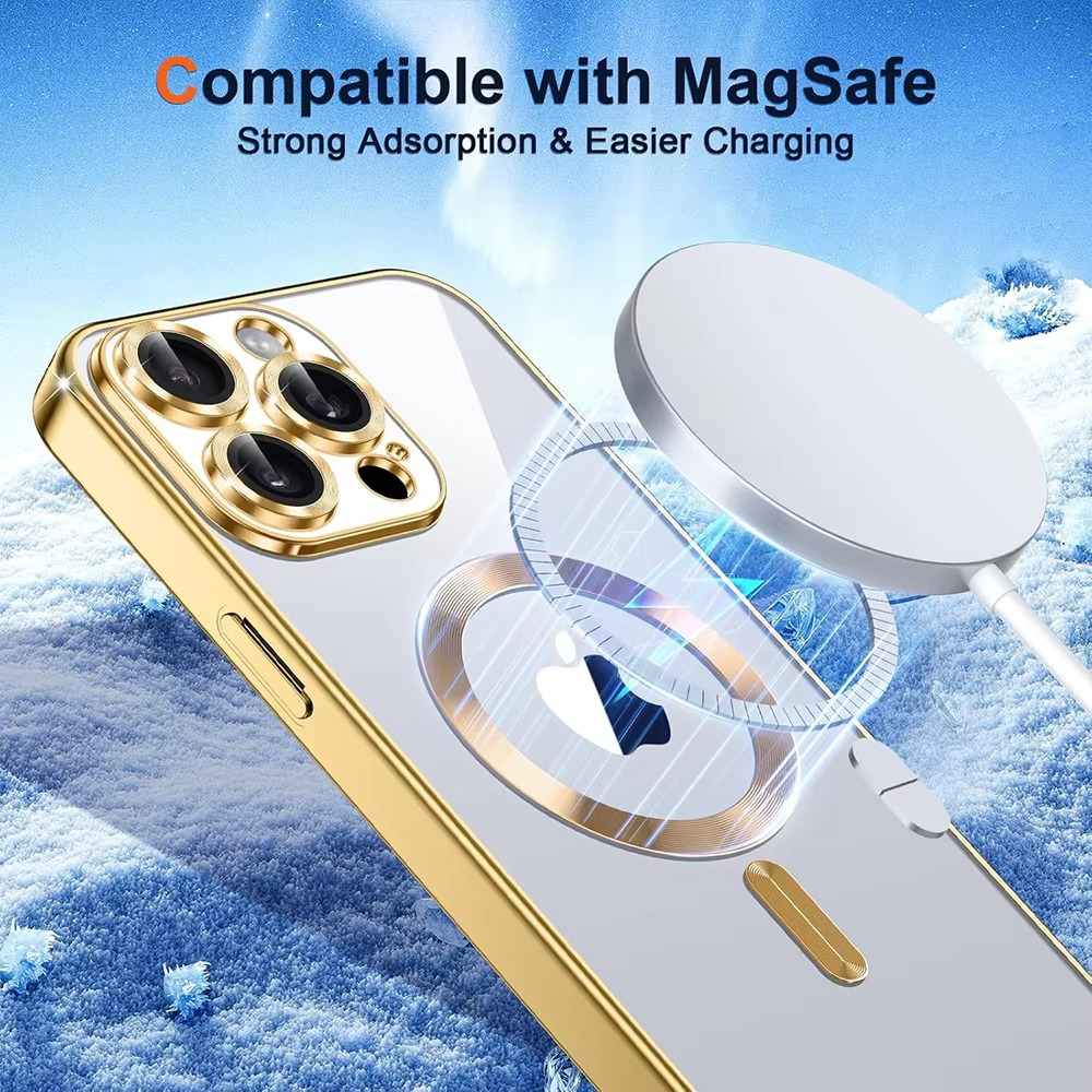 Luxury Desert Gold MagSafe iPhone Case - Magnetic Wireless Charging, Electroplated Bumper, Durable Cover | Case for iPhone