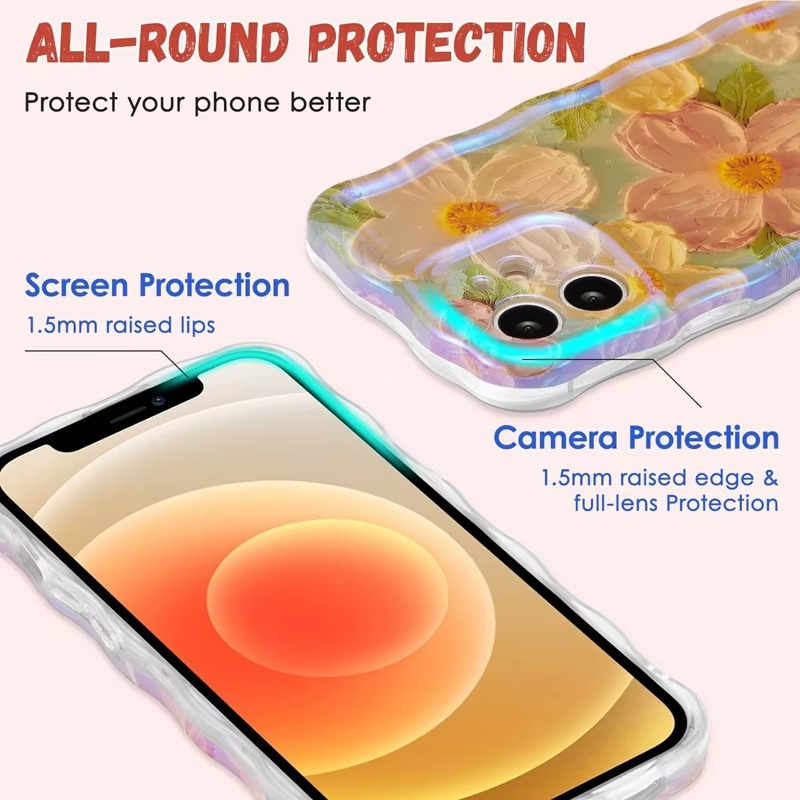 Premium Apple iPhone Case, MagSafe Compatible, Camera Lens and Screen Protection, Ultra Thin, Shockproof, Magnetic, Full All Around Protection, Laser Flower Bumper Case