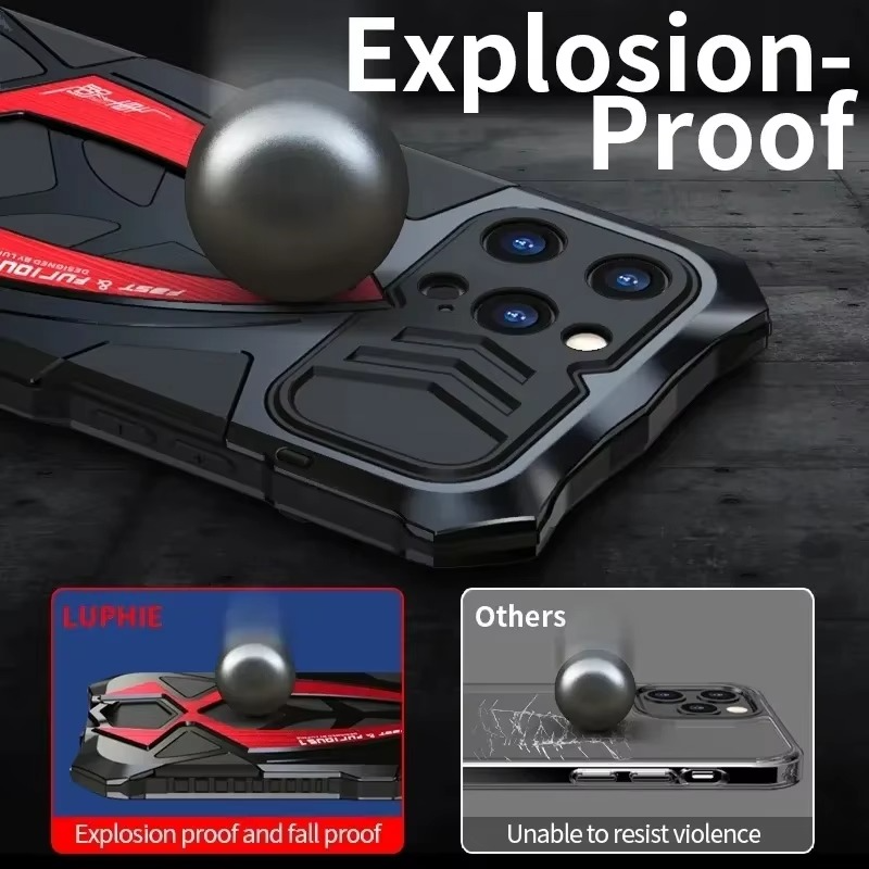 Robust Apple iPhone Case, MagSafe Compatible, Camera Lens and Screen Protection, Ultra Thin, Shockproof, Magnetic, Full All Around Protection, Heavy Armor Metal Cover