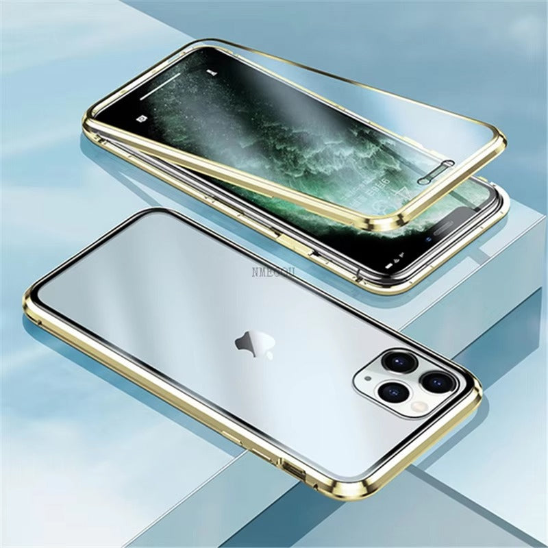 Robust Apple iPhone Case, MagSafe Compatible, Camera Lens and Screen Protection, Ultra Thin, Shockproof, Magnetic, Full All Around Protection, 360 Metal Glass Magnet Cover
