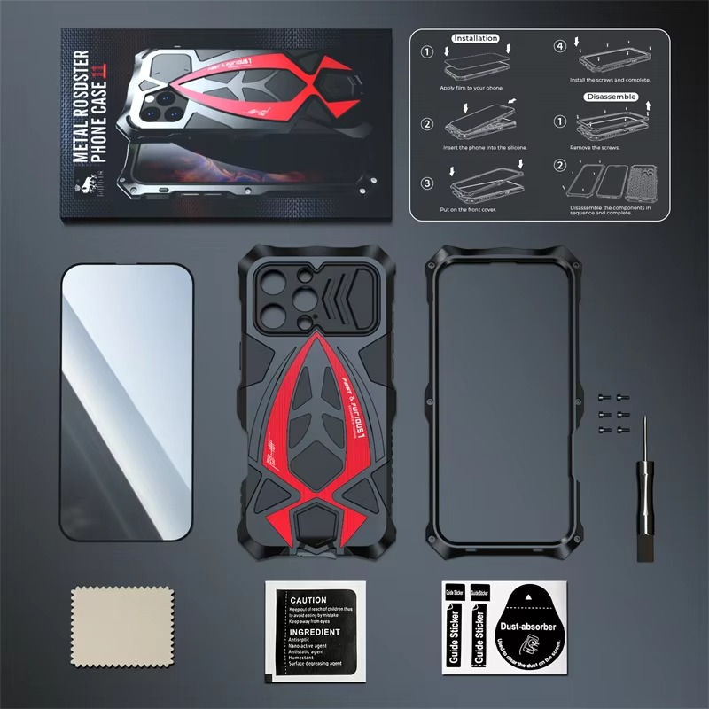 Robust Apple iPhone Case, MagSafe Compatible, Camera Lens and Screen Protection, Ultra Thin, Shockproof, Magnetic, Full All Around Protection, Heavy Armor Metal Cover