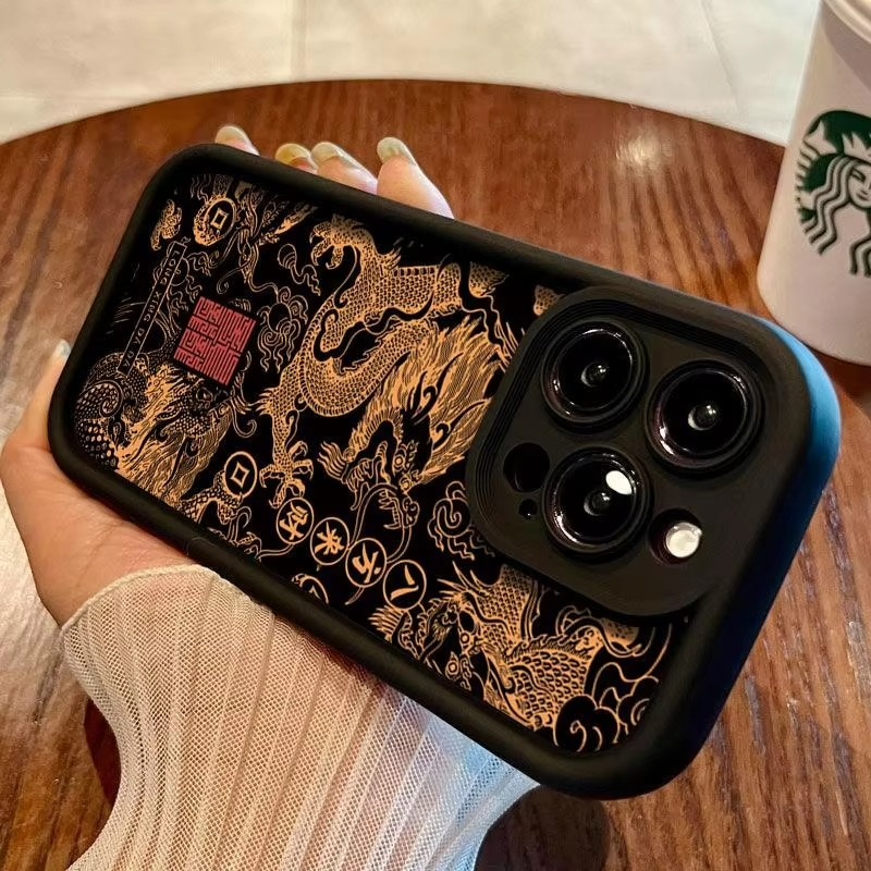 Luxury Apple iPhone Case, MagSafe Compatible, Camera Lens and Screen Protection, Ultra Thin, Shockproof, Magnetic, Full All Around Protection, Eastern Dragon Silicone Cover