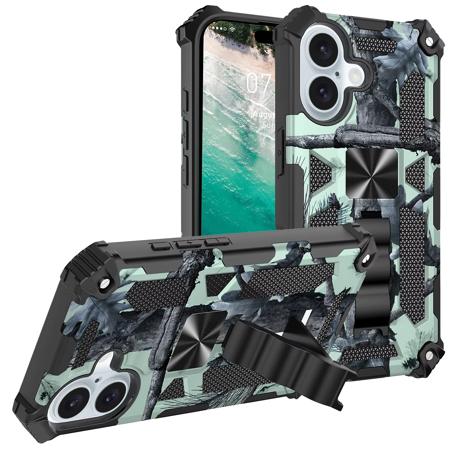 Robust Apple iPhone Case, MagSafe Compatible, Camera Lens and Screen Protection, Ultra Thin, Shockproof, Magnetic, Full All Around Protection, Camouflage Armor Cover