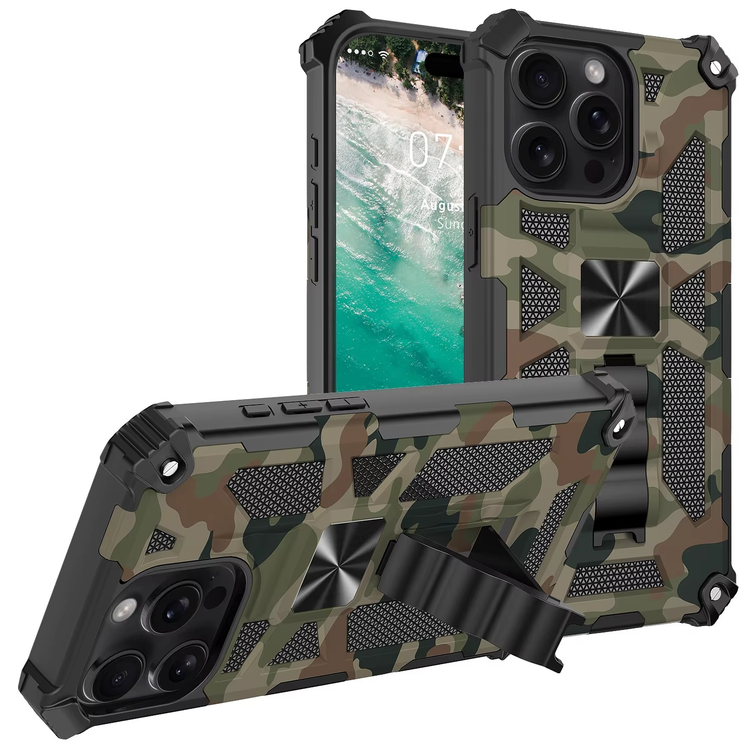 Robust Apple iPhone Case, MagSafe Compatible, Camera Lens and Screen Protection, Ultra Thin, Shockproof, Magnetic, Full All Around Protection, Camouflage Armor Cover