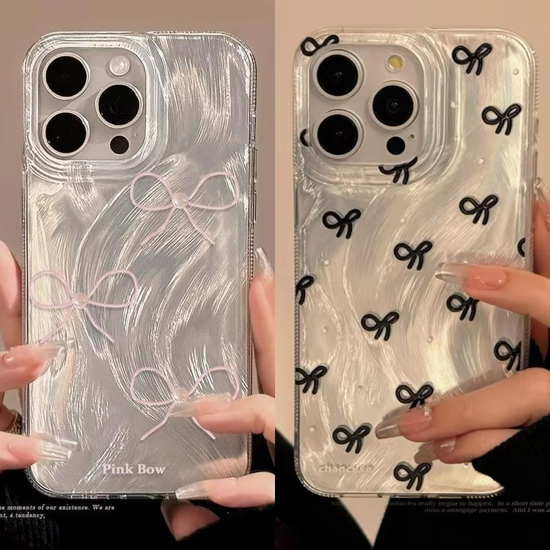 Luxury Apple iPhone Case, MagSafe Compatible, Camera Lens and Screen Protection, Ultra Thin, Shockproof, Magnetic, Full All Around Protection, Laser Silver Bow Bumper Cover