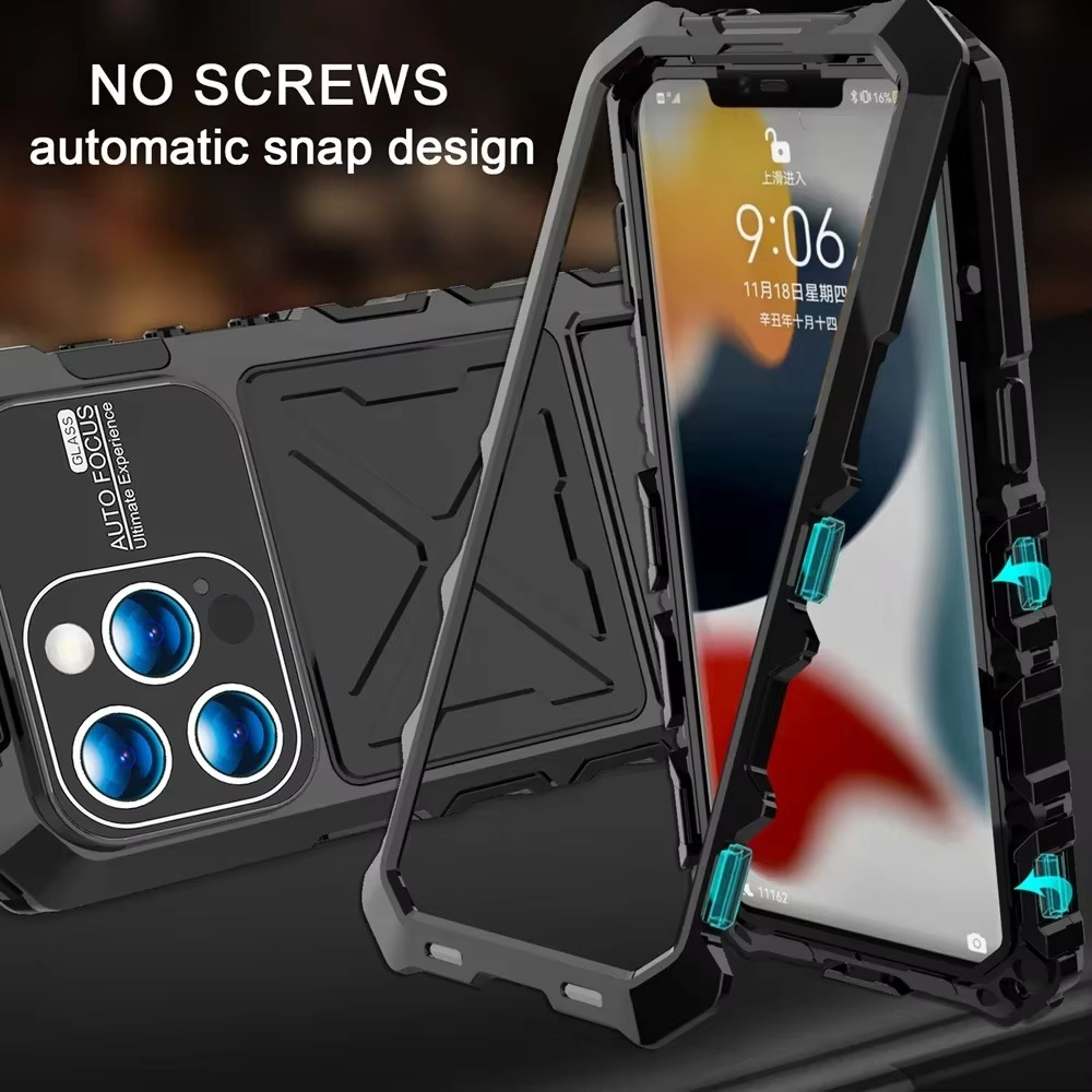 Robust Apple iPhone Case, MagSafe Compatible, Camera Lens and Screen Protection, Ultra Thin, Shockproof, Magnetic, Full All Around Protection, 360 Metal Lock Glass Cover
