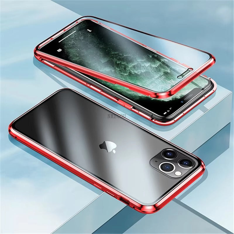 Robust Apple iPhone Case, MagSafe Compatible, Camera Lens and Screen Protection, Ultra Thin, Shockproof, Magnetic, Full All Around Protection, 360 Metal Glass Magnet Cover