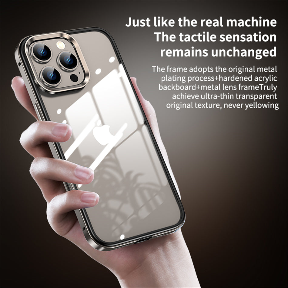 Luxury 2-in-1 Clear Acrylic iPhone Case - Ultra-Thin Aluminum Metal Lens Frame, Alloy Bumper, Design | Case for iPhone