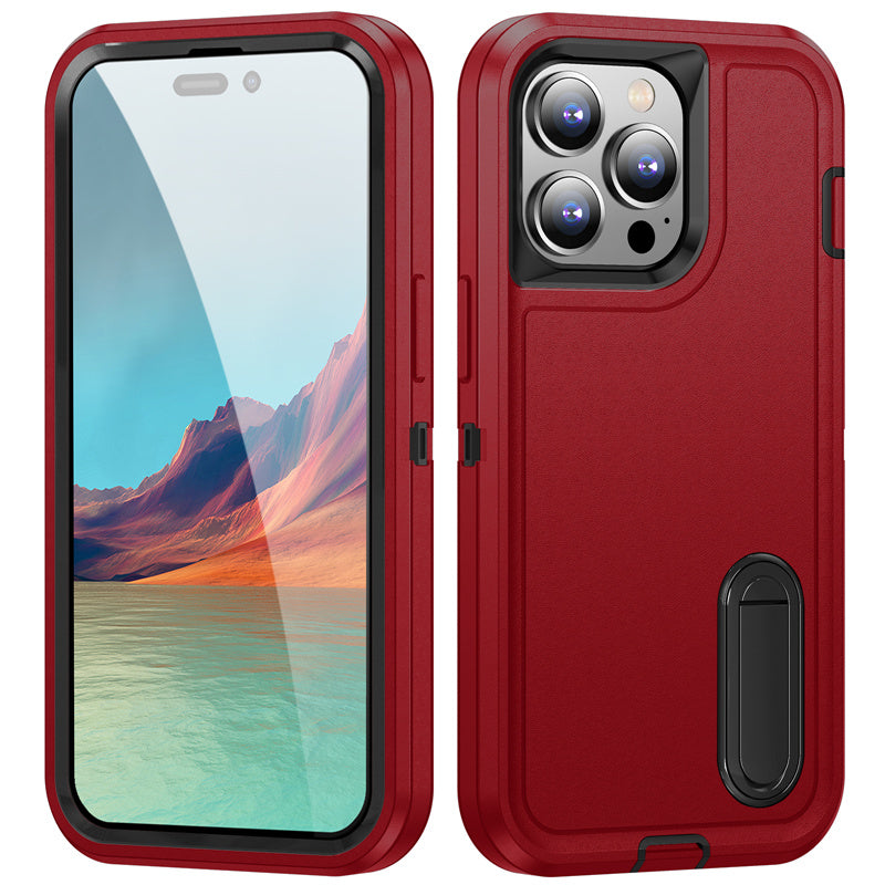 Hybrid Military-Grade Defender iPhone Case – Kickstand Full-Body Protection Cover for iPhone Models, Rugged and Shockproof