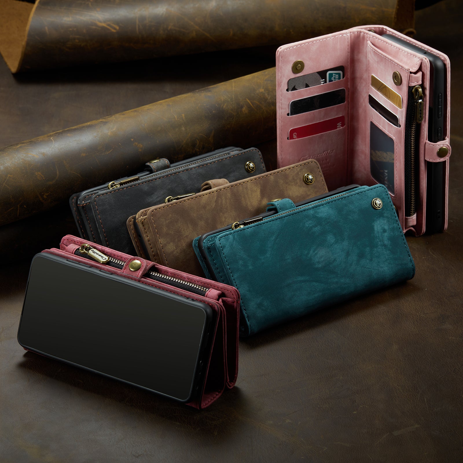 Luxury Detachable Leather Wallet iPhone Case – Multi-Function Zipper Flip Cover, Card Holder, Shockproof Protection, Magnetic Closure for iPhone