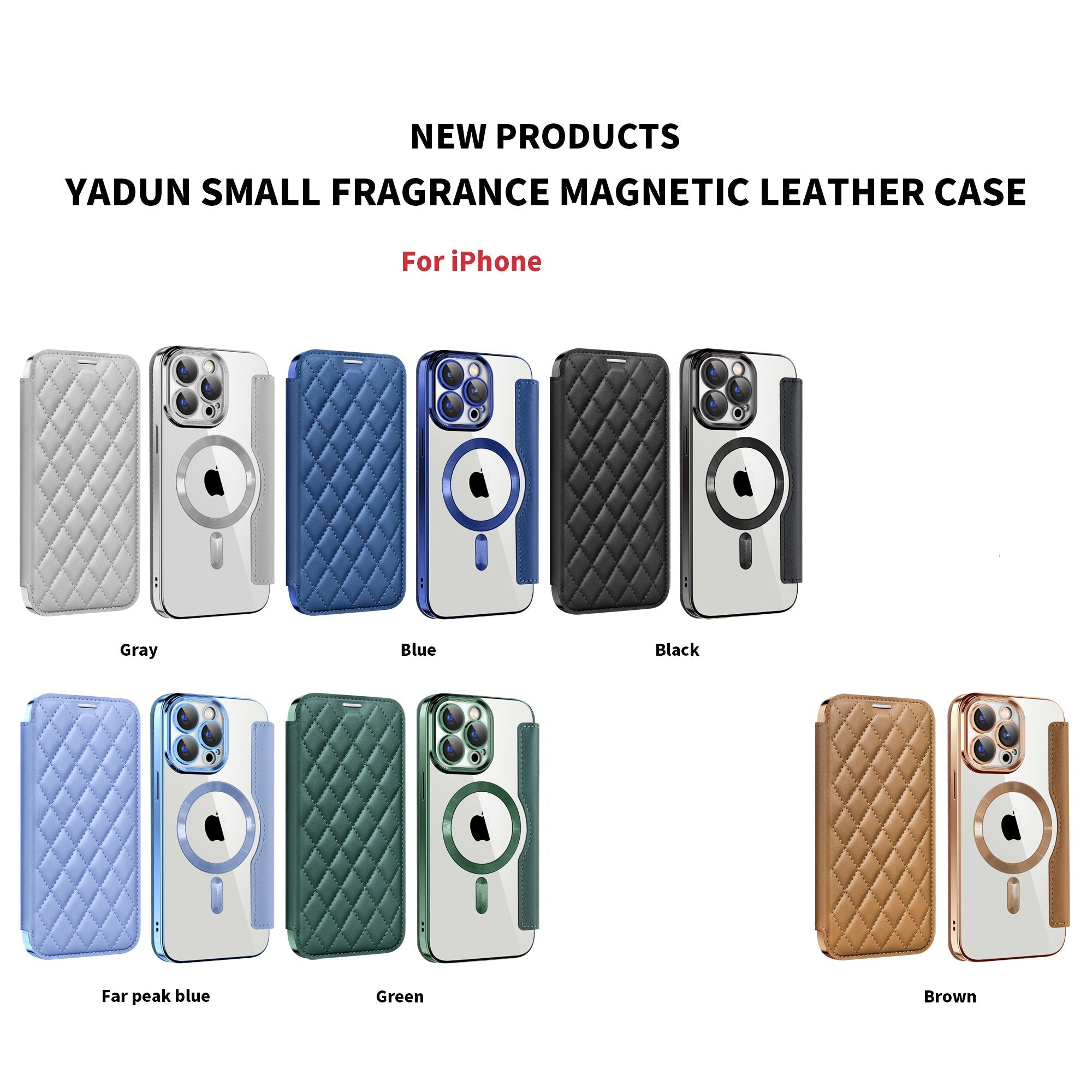 Luxury MagSafe Wallet iPhone Case – Grid Leather Flip Cover, Magnetic Card Holder, Shockproof Protection, Wireless Charging Compatible, Premium Design for iPhone Models