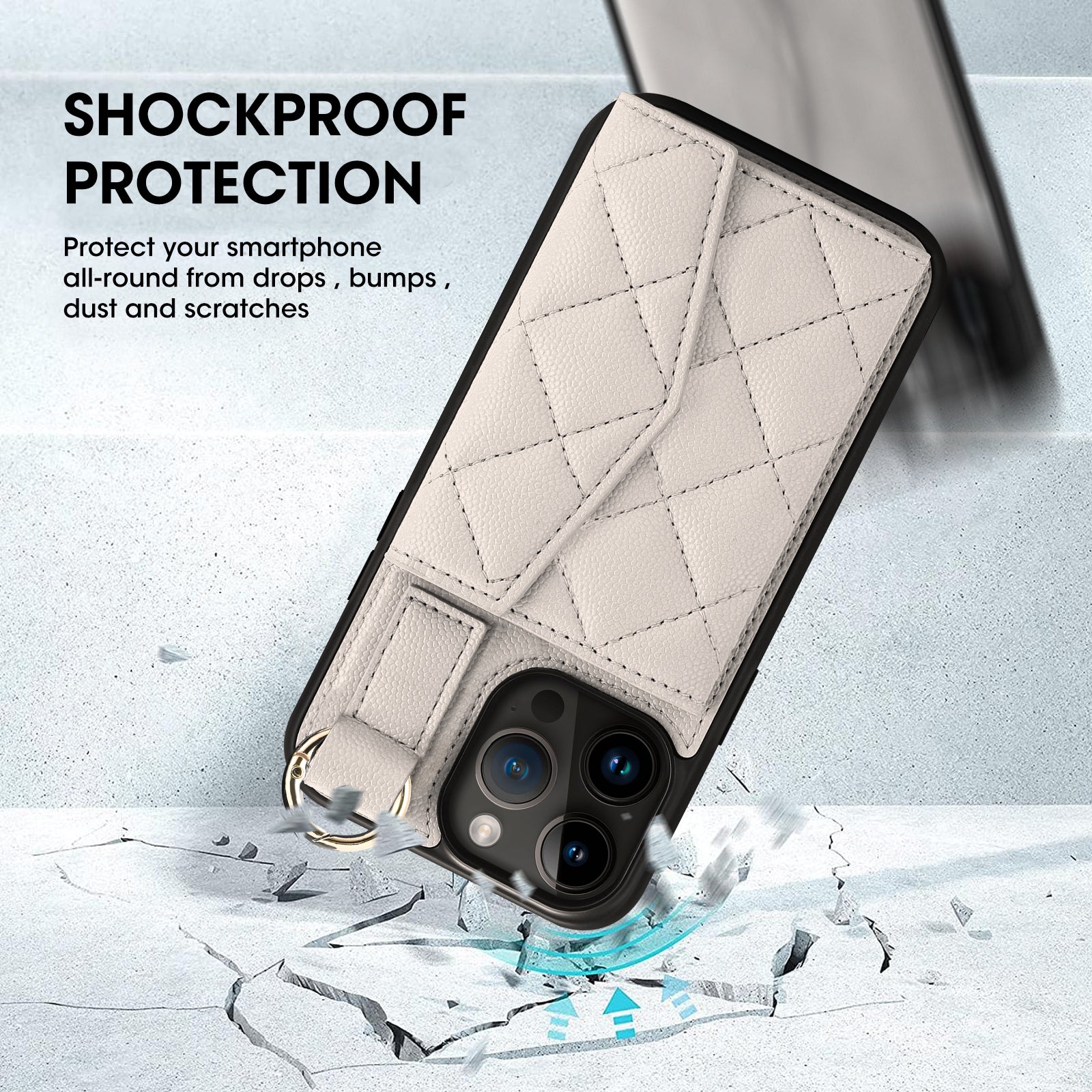 Luxury Crossbody Wallet iPhone Case – Cute Flip Leather Cover, Card Holder, Necklace Strap, Kickstand, Protection for iPhone