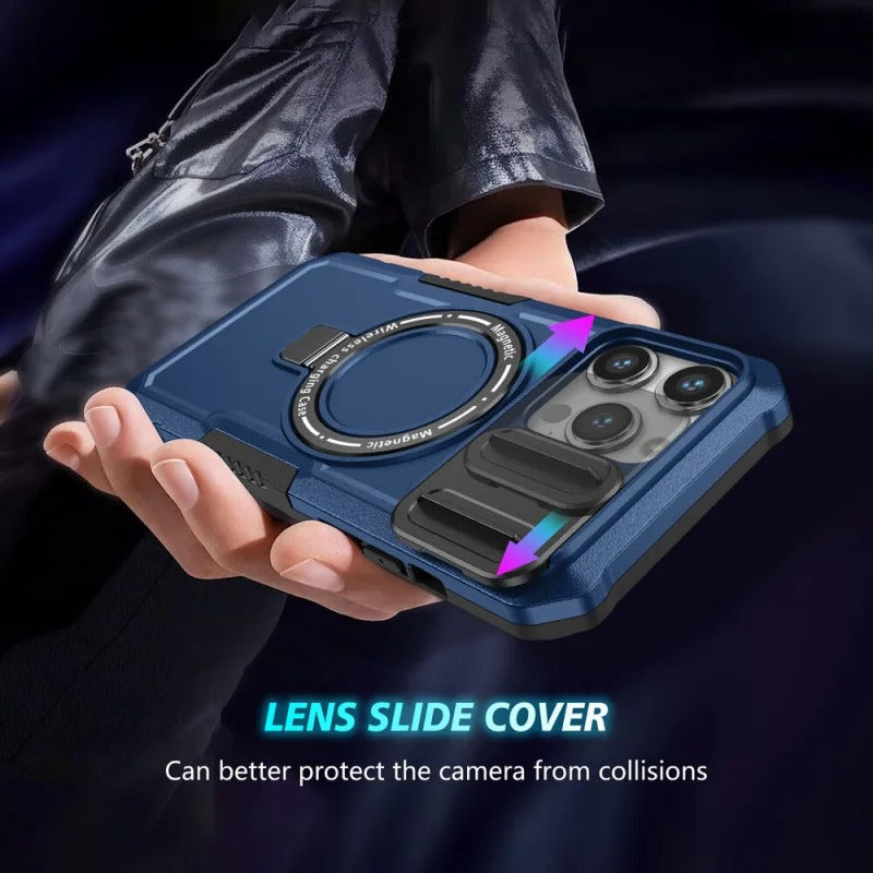 MagSafe Armor iPhone Case – Magnetic Holder, Wireless Charging, Slide Camera Protection, Full-Body Cover for iPhone Models