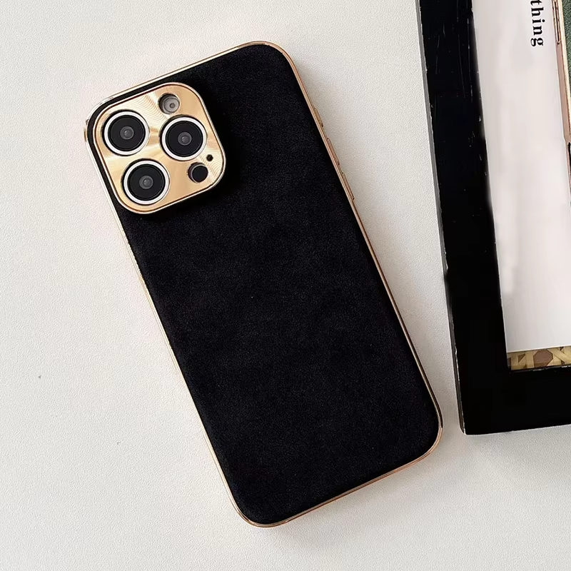 Luxury Lambskin Leather iPhone Case – Electroplated Frame, Soft & Durable Shell, Stylish Protection for Everyday Use