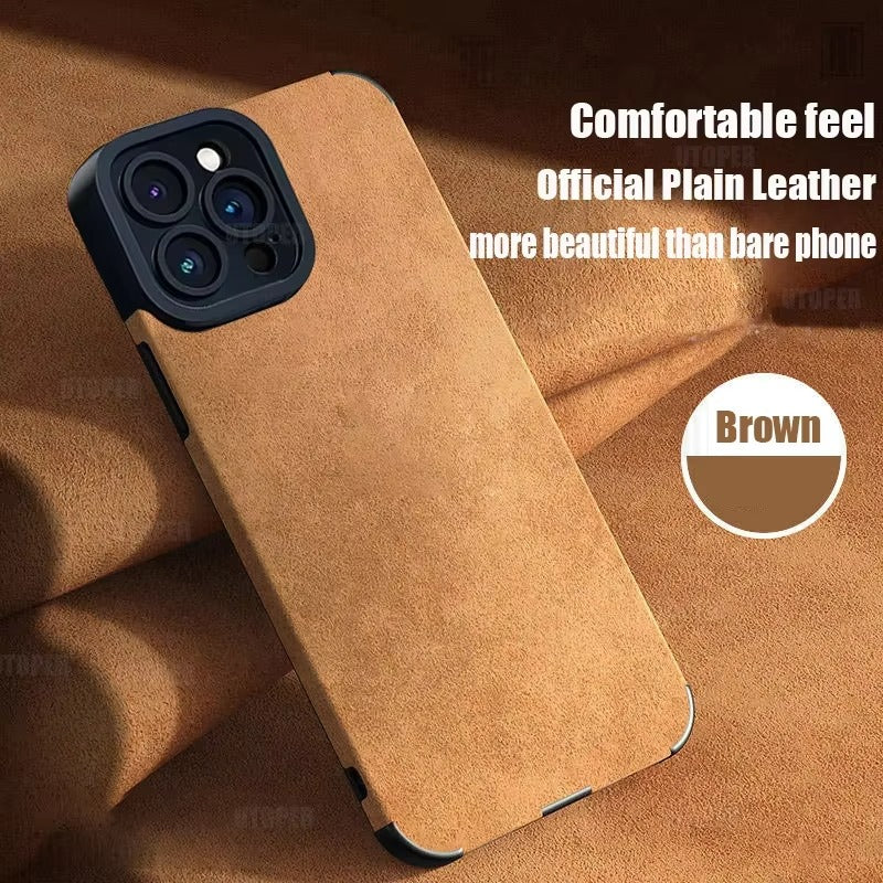 Premium Matte Leather Silicone iPhone Case – Lens Protection, Bumper Design, Stylish & Durable Cover | Case for iPhone