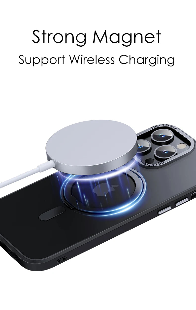 Luxury Magnetic 360° Rotating Stand Frosted Transparent Cover with Ring Holder Shockproof & Hands-Free Design Case for iPhone