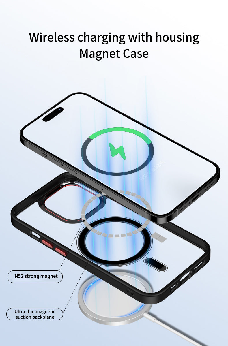 Luxury Clear MagSafe iPhone Case - Magnetic Wireless Charging, Shockproof Cover, Durable Transparent Design | Case for iPhone