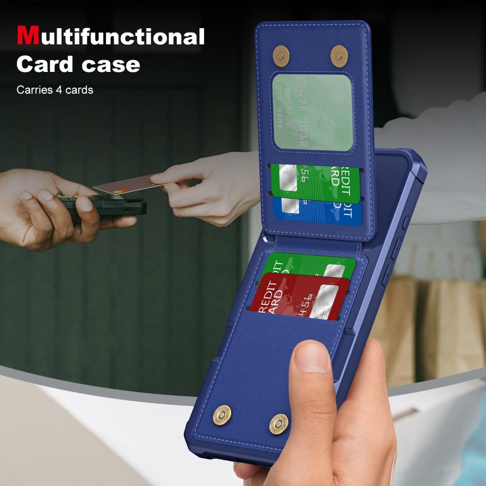 Premium Vertical Card Slot Wallet iPhone Case – Anti-Fall Stand Bracket, Stylish & Durable Protection | Case for iPhone