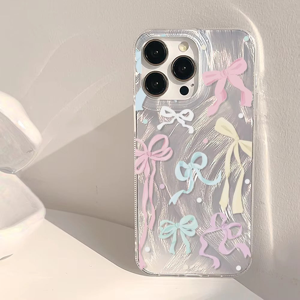 Luxury Apple iPhone Case, MagSafe Compatible, Camera Lens and Screen Protection, Ultra Thin, Shockproof, Magnetic, Full All Around Protection, Laser Silver Bow Bumper Cover