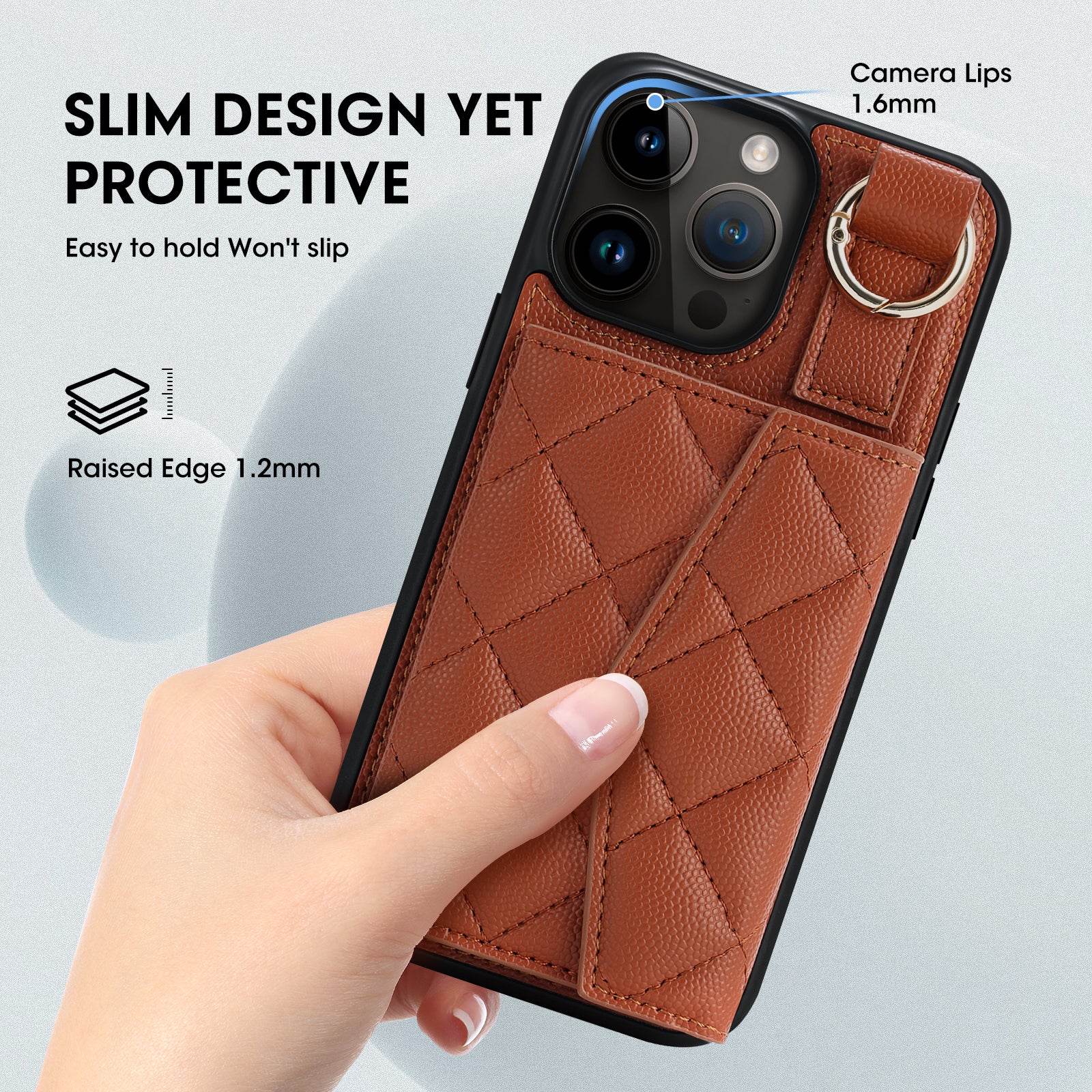 Luxury Crossbody Wallet iPhone Case – Cute Flip Leather Cover, Card Holder, Necklace Strap, Kickstand, Protection for iPhone