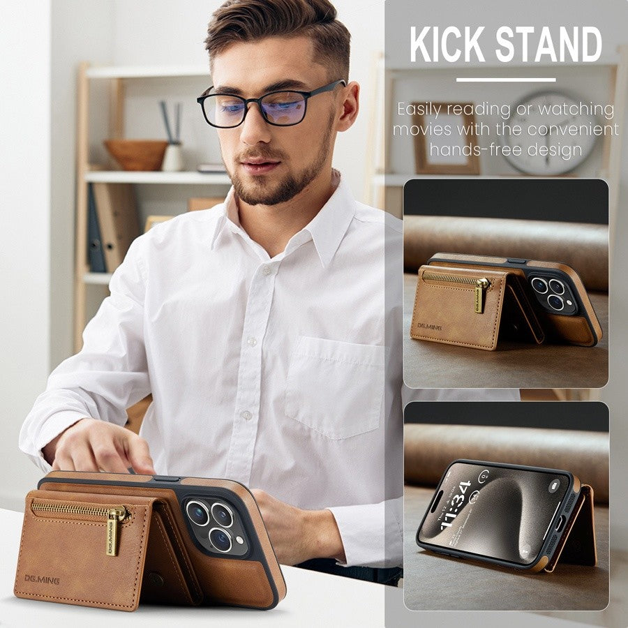 RFID Magnetic Detachable Leather Wallet iPhone Case – Stand Function, Secure Card Holder Premium Protection for iPhone Models