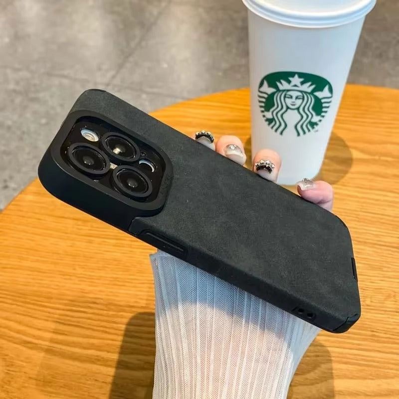 Premium Matte Leather Silicone iPhone Case – Lens Protection, Bumper Design, Stylish & Durable Cover | Case for iPhone