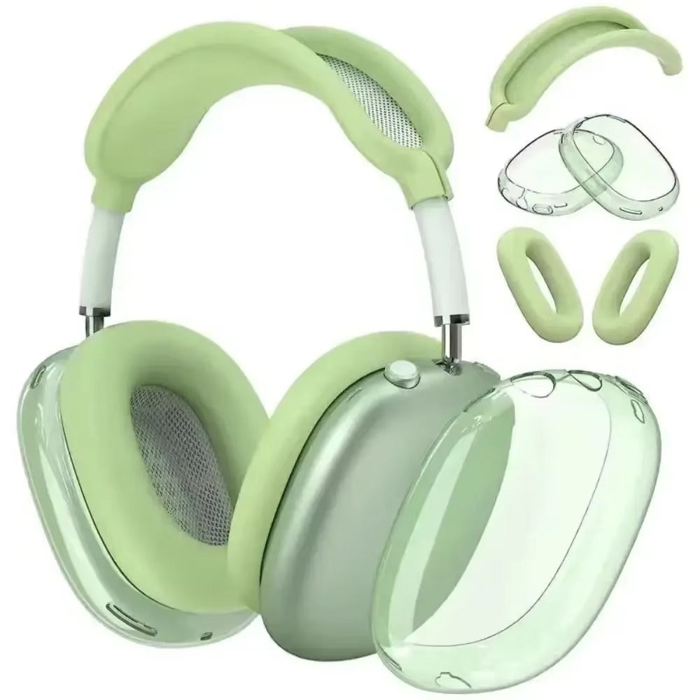 Premium 3-in-1 AirPods Max Protective Case Set – Soft Silicone Ear Pad Covers, TPU Transparent Shell & Headband Sleeve, Scratchproof, Anti-Yellowing, Precise Fit
