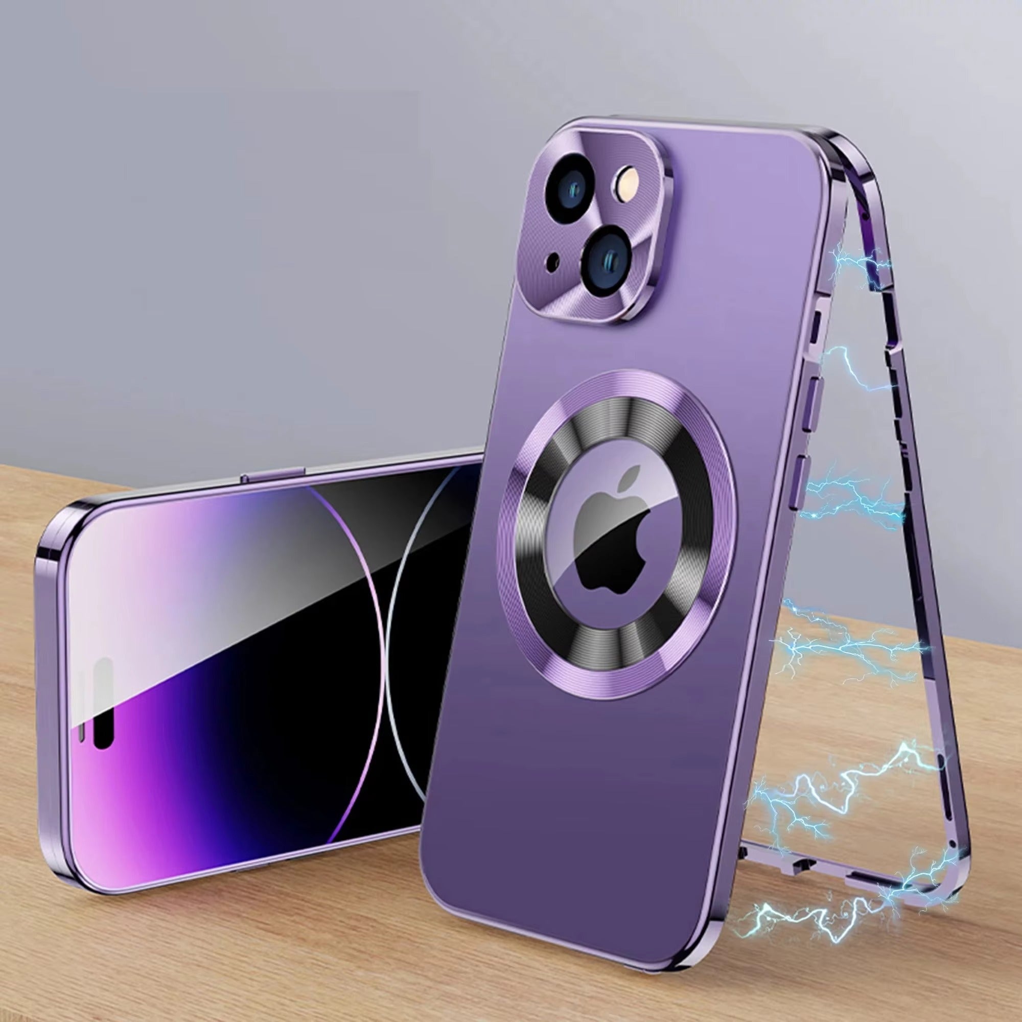 High Quality Apple iPhone Case Ultra Thin Shockproof Magnetic Full All Around Protection Cover with Frosted Glass Metal Lens