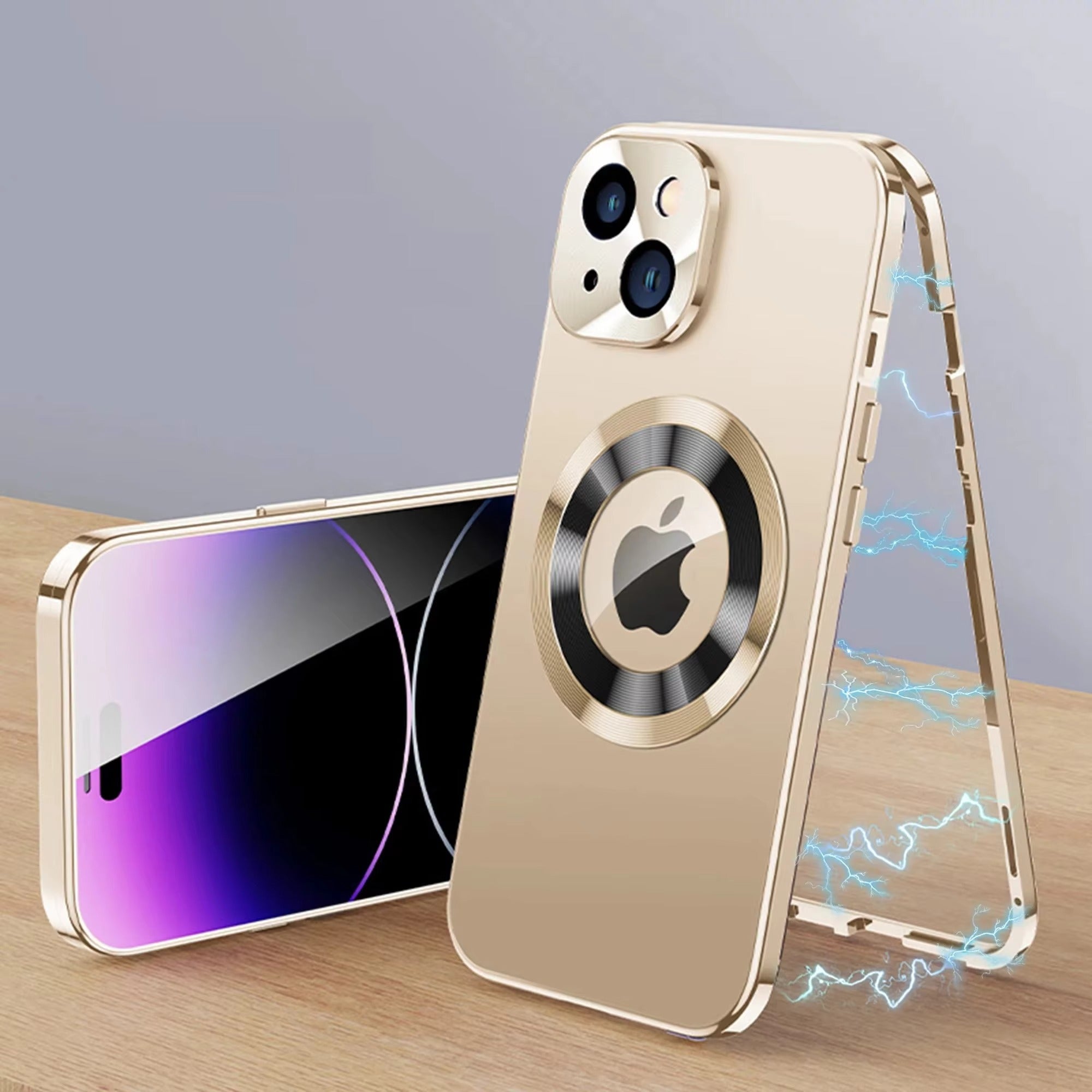 High Quality Apple iPhone Case Ultra Thin Shockproof Magnetic Full All Around Protection Cover with Frosted Glass Metal Lens