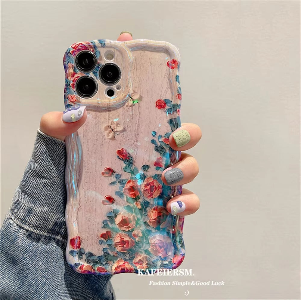 Premium Apple iPhone Case, MagSafe Compatible, Camera Lens and Screen Protection, Ultra Thin, Shockproof, Magnetic, Full All Around Protection, Laser Flower Bumper Case
